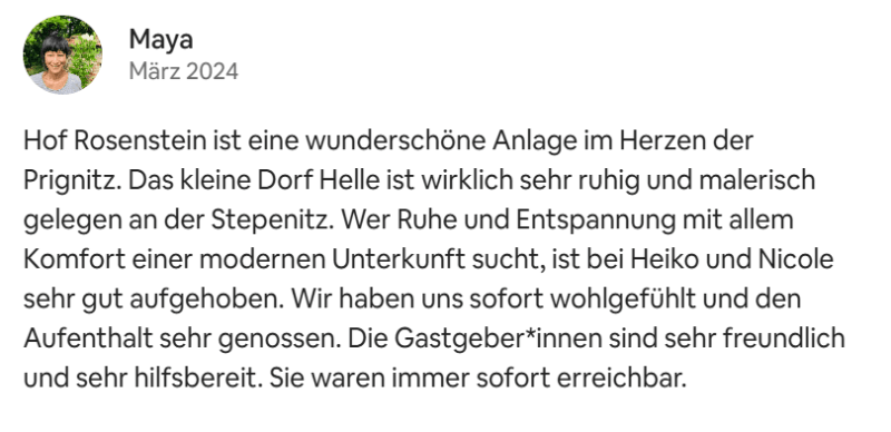 Gästebewertung Airbnb