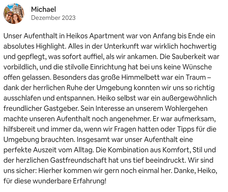 Gästebewertung Airbnb